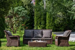 "Гляссе" лаунж-зона из искусственного ротанга, цвет коричневый