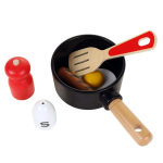 Кухонный набор деревянный (сковородки + еда), коробка C-41652