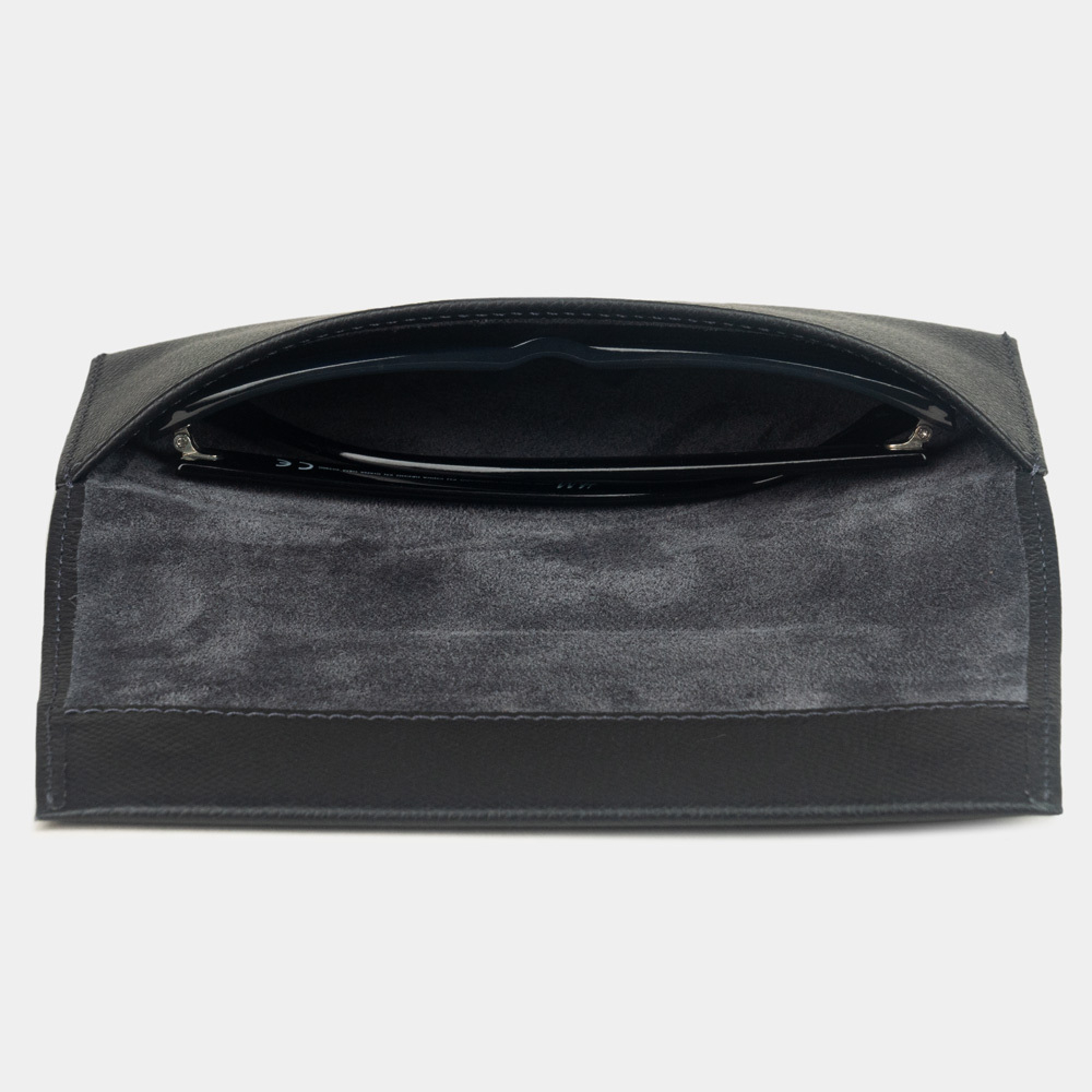 Футляр для очков Lentille из кожи сафьяно, черного цвета