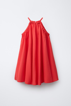 ZARA ПЛАТЬЕ ИЗ РЕЛЬЕФНОЙ ТКАНИ, КРАСНЫЙ