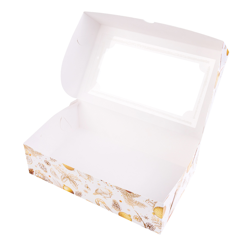 Упаковка для зефира и пирожных с окном "Шишки" 25*15*7 см