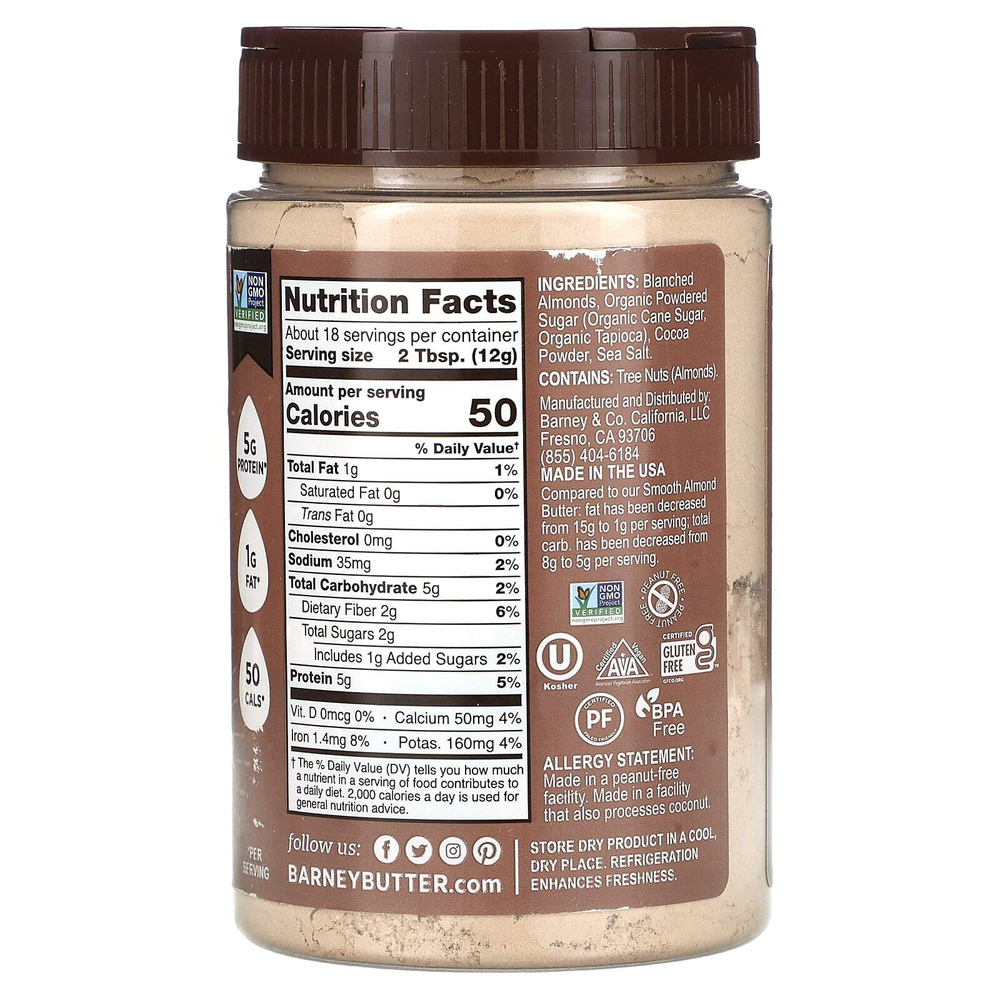 Barney Butter, миндальная паста в порошке, со вкусом шоколада, 226 г (8 унций)