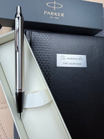 подарочный набор с гравировкой: Ежедневник и Шариковая ручка Parker IM Stainless Steel CT (черный с орнаментом)