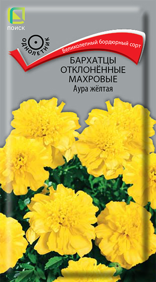 Бархатцы отклоненные махровые Аура жёлтая