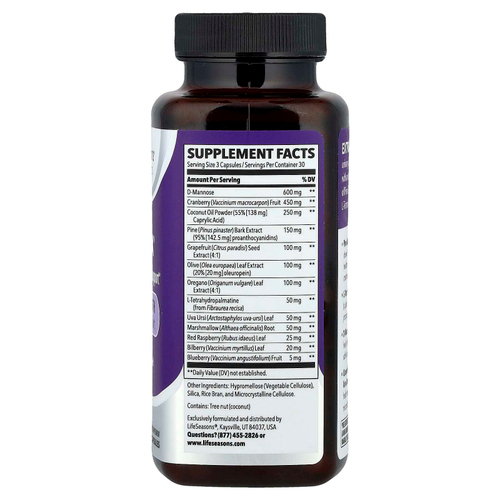 LifeSeasons, Therapeutics, Urinari-X® для поддержки мочевыводящих путей и дрожжевого грибка, 90 растительных капсул