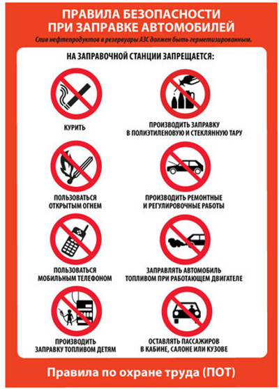 Правила безопасности при заправке автомобилей