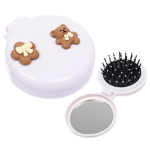 Расчёска массажная складная с зеркалом «БАМБИ БУМ», цвет белый, d-6.5см (пакет с подвесом)