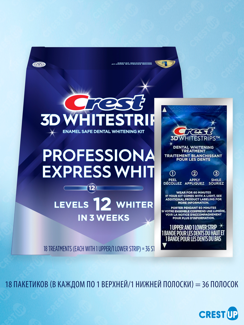 Отбеливающие полоски для зубов Crest 3D Whitestrips Professional Express White (Professional Bright)