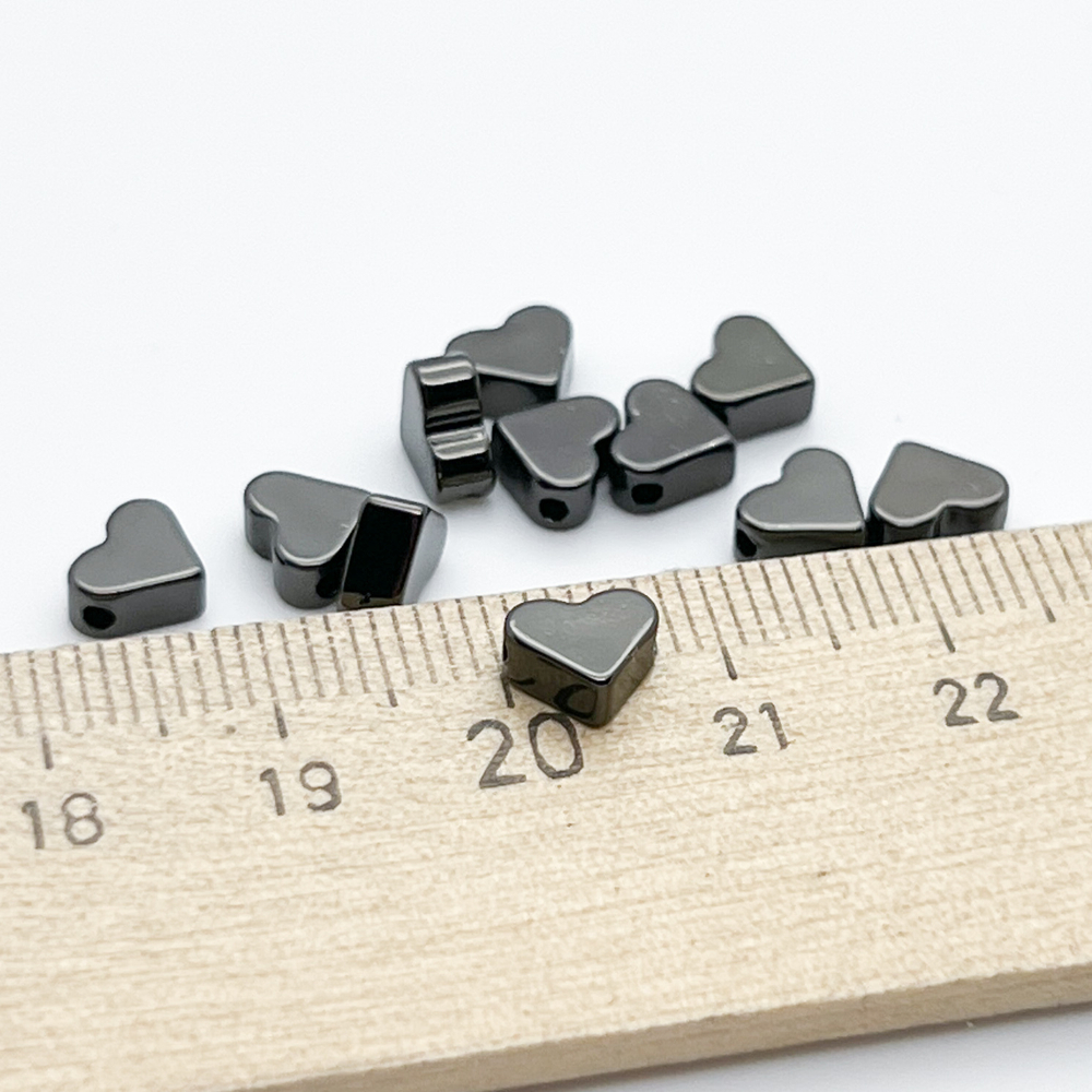 Бусина Сердце, цвет черный, размер 6*7 мм, цена за 1 шт