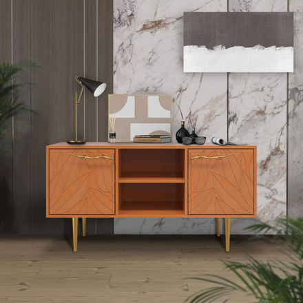 Тумба под ТВ Арт Колор leaves 117см Стайл Голд Томпленый оранжевый