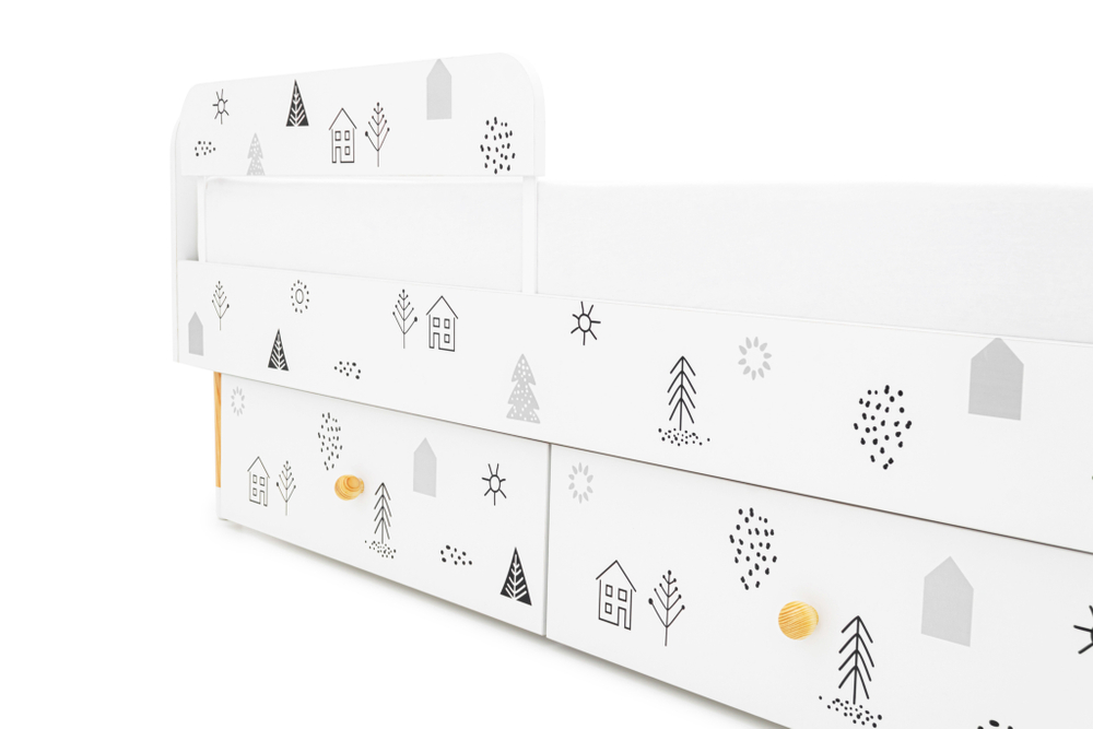 Детская кровать Бельмарко Stumpa Классика Домики ч б