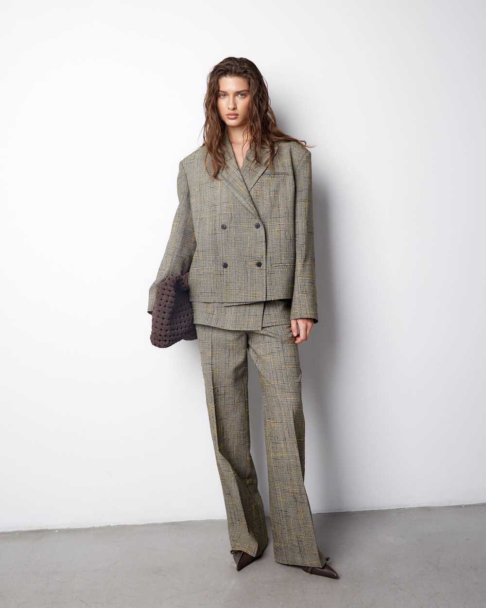 Баска-юбка из шелка и вискозы Боттега Венета желтый/синий