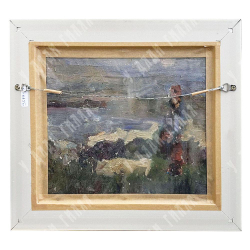 [Двусторонний] Динес Ю. С. Путник на берегу Волги / Две фигуры. Этюд. Холст, масло. 1943