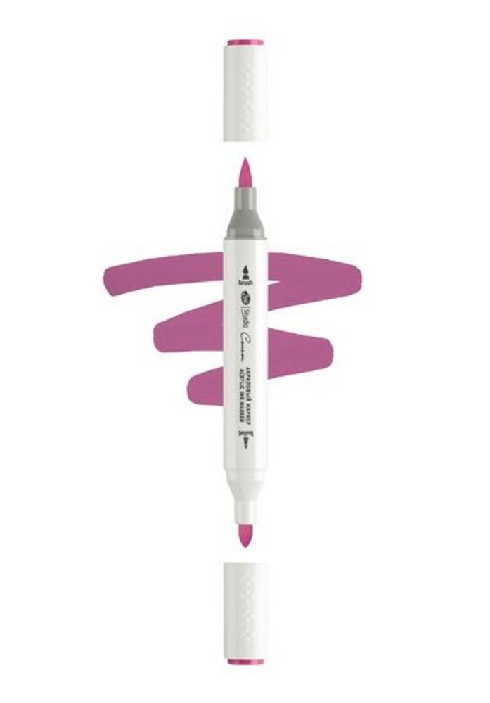 Маркер акриловый 2-х сторонний СОНЕТ кисть/пулевид. красно-фиолетовый