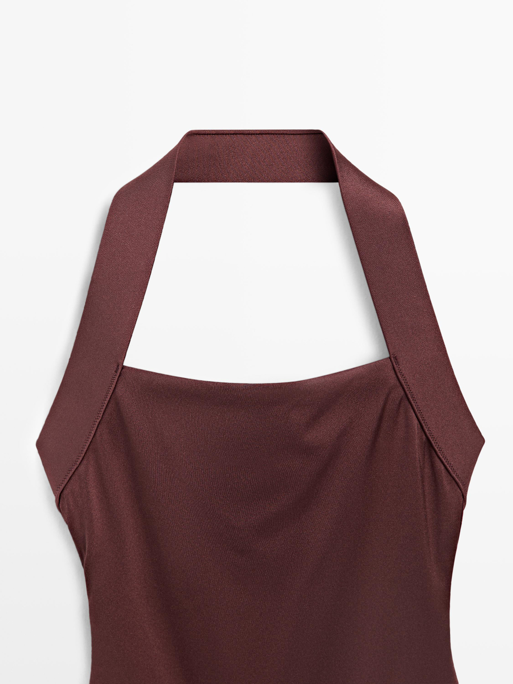 Massimo Dutti Блестящий купальник с горловиной халтер, коричневый