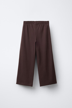 ZARA КОМПЛЕКТ ИЗ ТОЛСТОВКИ И БРЮК WIDE LEG ИЗ ТКАНИ ИНТЕРЛОК, КОРИЧНЕВЫЙ