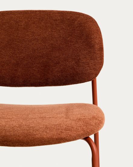 Полубарный стул Meli из терракотовой синели с металлическими ножками, 65 см