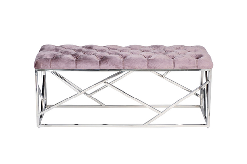 GY-BEN7834-DPK Банкетка велюр темно-розовый/хром 110*42*46см