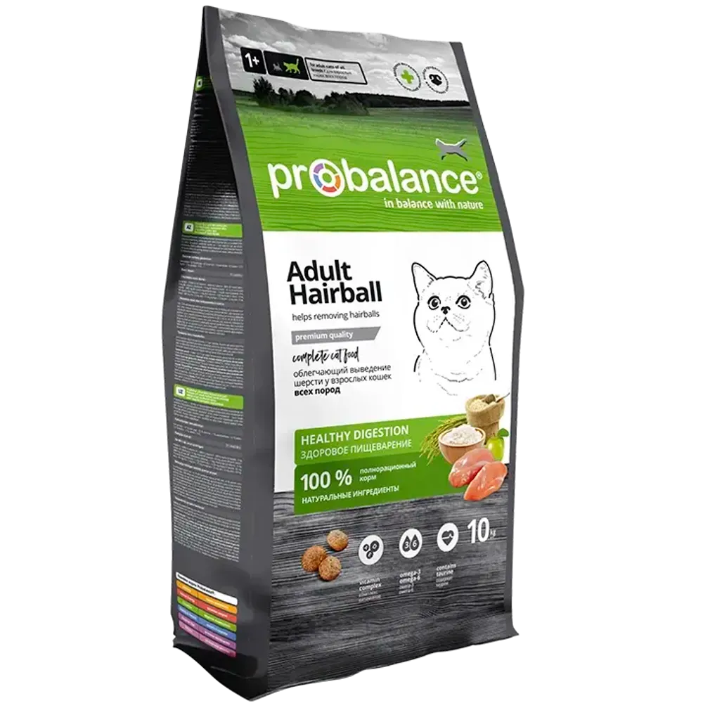 Уценка! Срок 17.06.26/ Сухой корм ProBalance Adult Hairball для кошек, облегчающий выведение шерсти