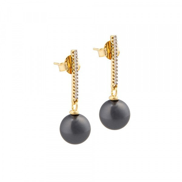 Серьги классические Possebon Graphite Pearl A0070.3 BW/G