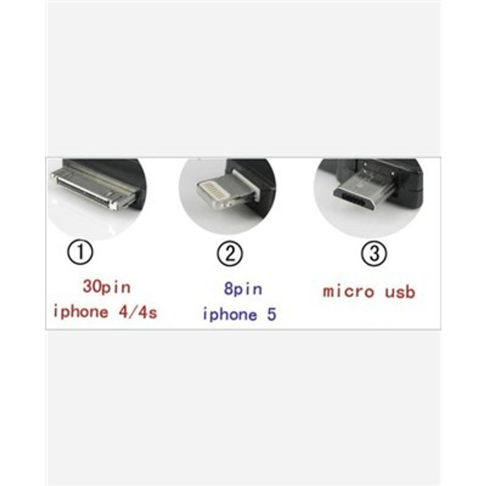 USB cable (3 в 1) iPhone 5/mico/iPhone 4 (usmas) black