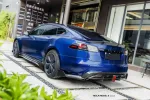 Карбоновый обвес для Tesla Model S 2021+ Тесла С диффузор спойлер губа переднего бампера боковые юбки