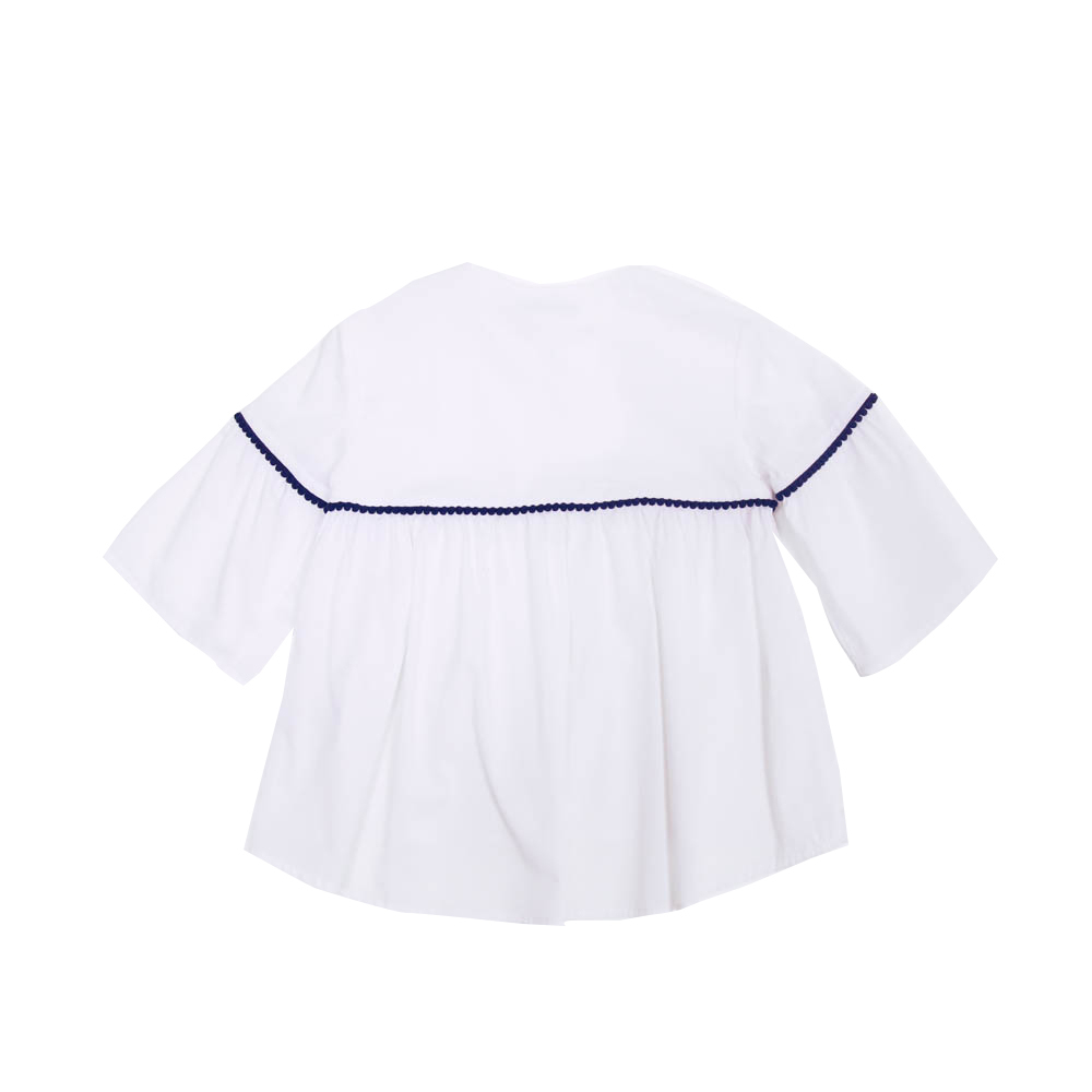 Блуза AYGEY Белый/Синяя отделка/Стразы: Aygey (Девочка)
