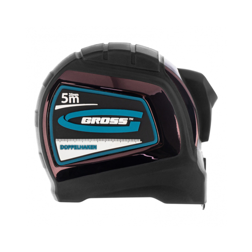GROSS Рулетка "Doppelhaken" 5м x 25мм двухсторонний зацеп,нейлон,двусторонняя шкала,автомат.фиксация