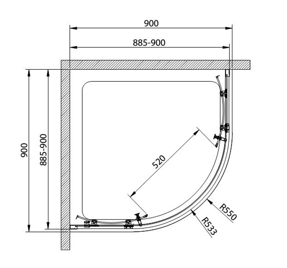 Душевой уголок Cezares ECO-O-R-2-90-C-NERO