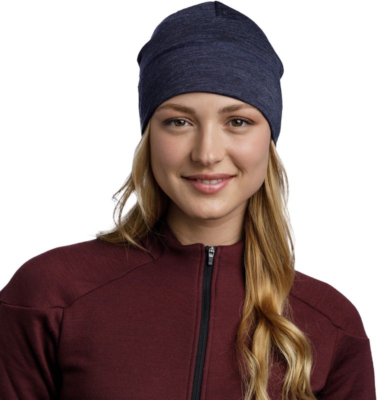 Шапка шерстяная Buff Merino Lightweight Solid Night Blue Bike Collection Фото 2