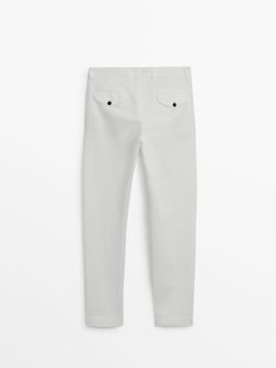 Massimo Dutti Брюки чинос из хлопкового льна, белый