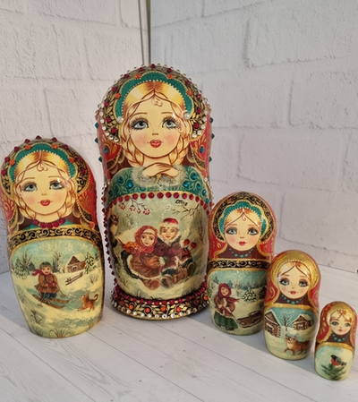 Матрешка 18см "Русская зимушка" 5 мест