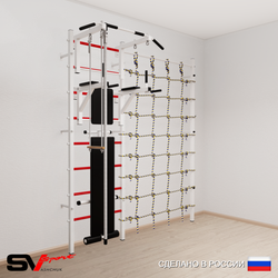 Шведская стенка Sv Sport усиленная 6860 (Турник стандарт/Брусья/Скамья/Канат/Трапеция/Канатный лаз)