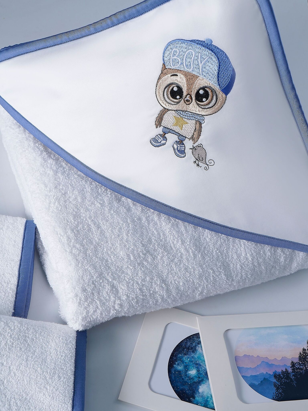 Полотенце детское 120х120 Claire Batiste Atelier Smart Boy для новорожденных с капюшоном