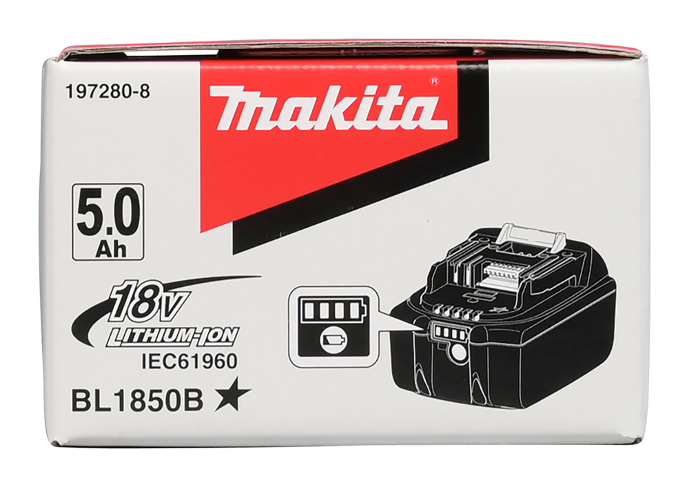 Аккумулятор BL1850B (LXT 18В, 5Ач, инд. заряда), картон, 1 шт. Makita 197280-8 Li-Ion 18 В 5,0 А·ч BL1850B