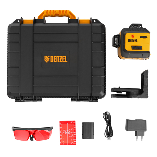 Лазерный уровень мультипризменный LX 360-2 Red, 30 м, 635 нм, акк. Li 2800 мАч, резьба 5/8"// Denzel