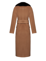 Женское шерстяное пальто с мехом бобра