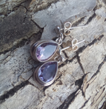 Серьги-гвоздики КАПЛЯ, серебро/аметист