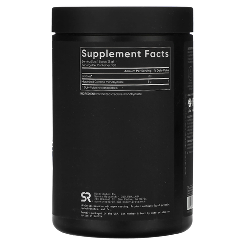 Sports Research, Моногидрат креатина, без добавок, 500 г (1,1 фунта)