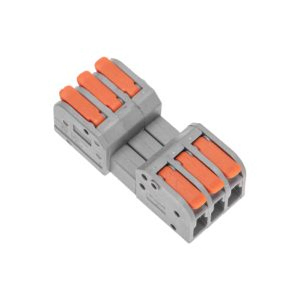 Клемма СМК 222-423R проходная разъемная 3 полюса серая 0,2-2,5/4мм² (блистер 5 шт/уп) REXANT