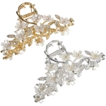 Заколка-краб для волос «AKS - DesignPRO», веточка сакуры, цвет золото и хром, 11,3*5см