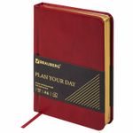 Ежедневник недатированный МАЛЫЙ ФОРМАТ 100x150 мм А6 BRAUBERG "Iguana", под кожу, 160 л., красный, 114468