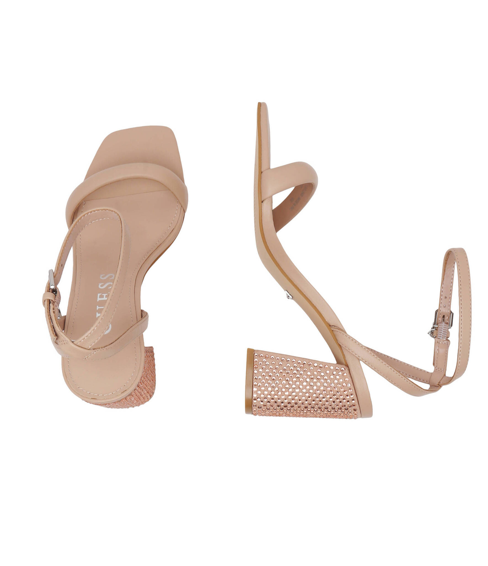 Кожаные босоножки на каблуке Guess - бежевый(FLJGEL LEA03)