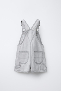 ZARA КОРОТКИЙ ДЖИНСОВЫЙ КОМБИНЕЗОН, ЖЕМЧУДНО-СЕРЫЙ