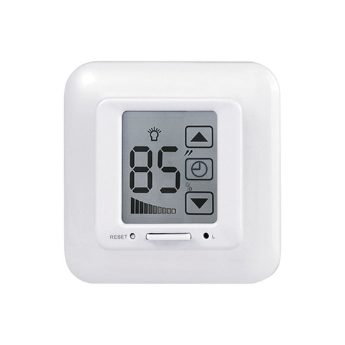 USW-001-LCD-DM-40/500W-TM-M-WH Выключатель с регулятором яркости лампы (диммер) и таймером выключения. Сенсорная панель. Блистер. Цвет — белый