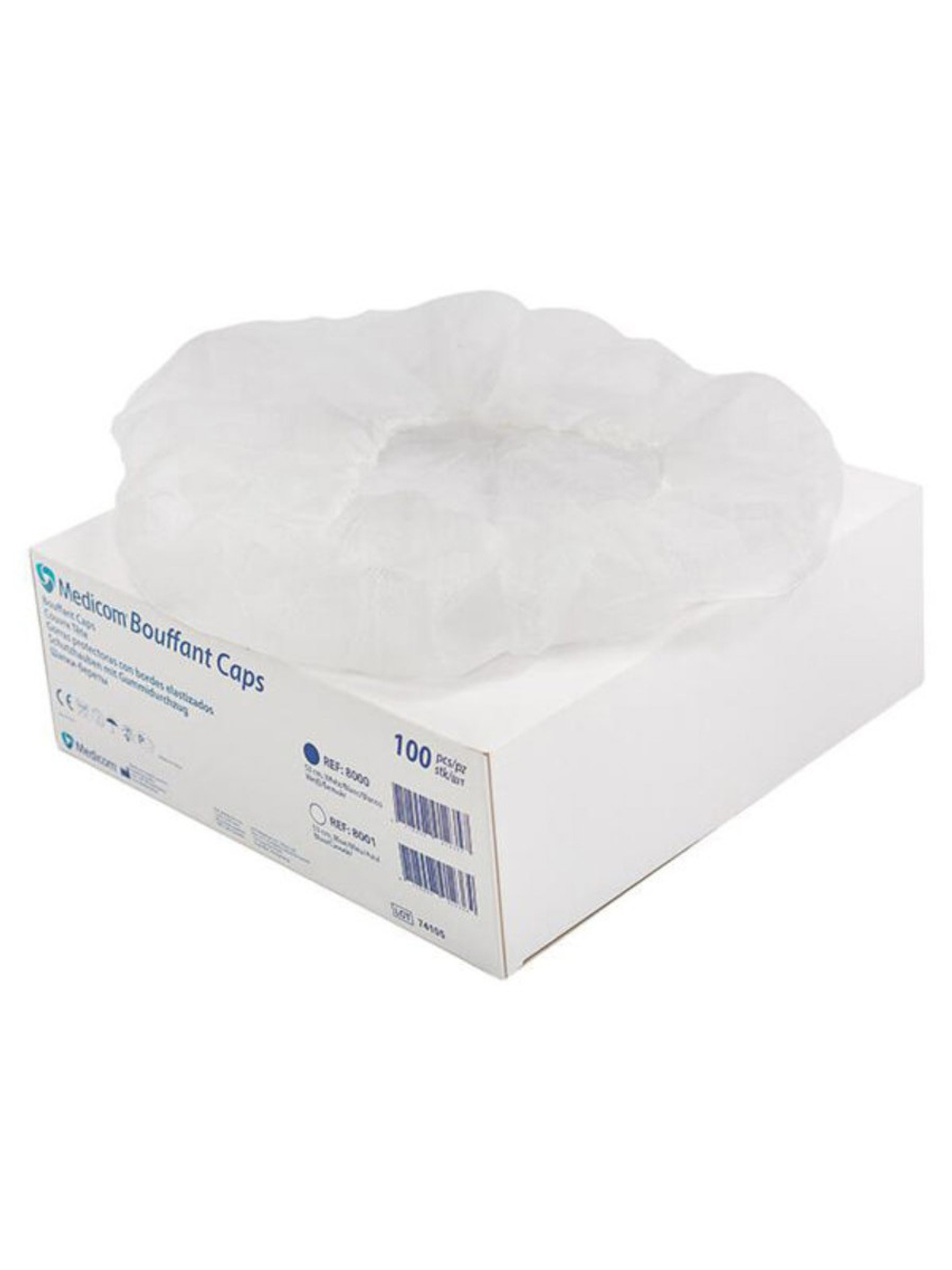 Шапочка-шарлотка Medicom Bouffant Caps, белый, 100 шт