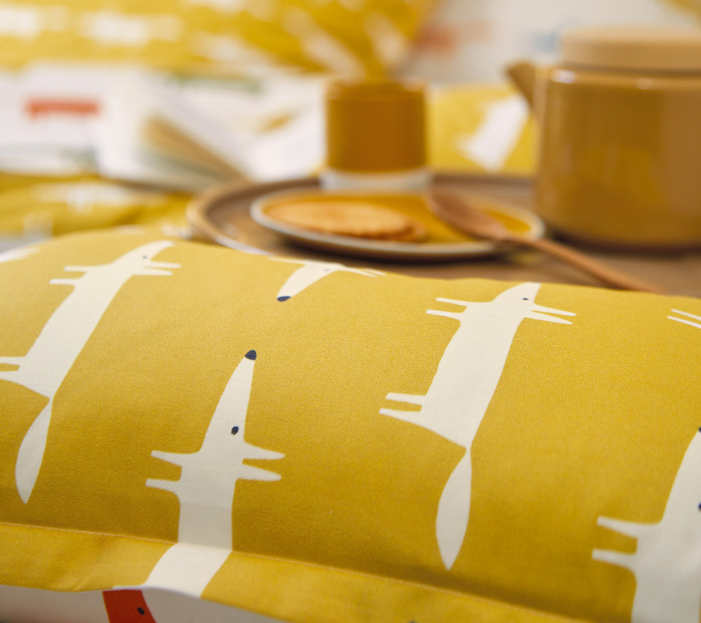 Постельное белье 1.5 спальное Blanc des Vosges Scion Living Birthday Fox желтое