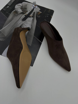 Мюли на каблуке женские экокожа арт. 416-8 цвет"коричневый"