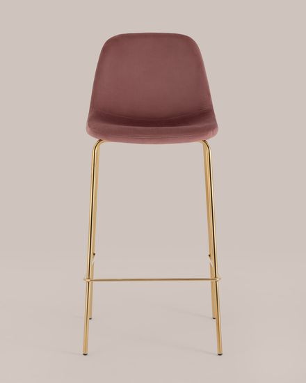 Стул барный Валенсия SN велюр пыльно-розовый золотые ножки