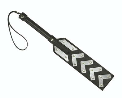 Черная шлепалка с имитирующими металл вставками (Цвет: черный с серебристым)